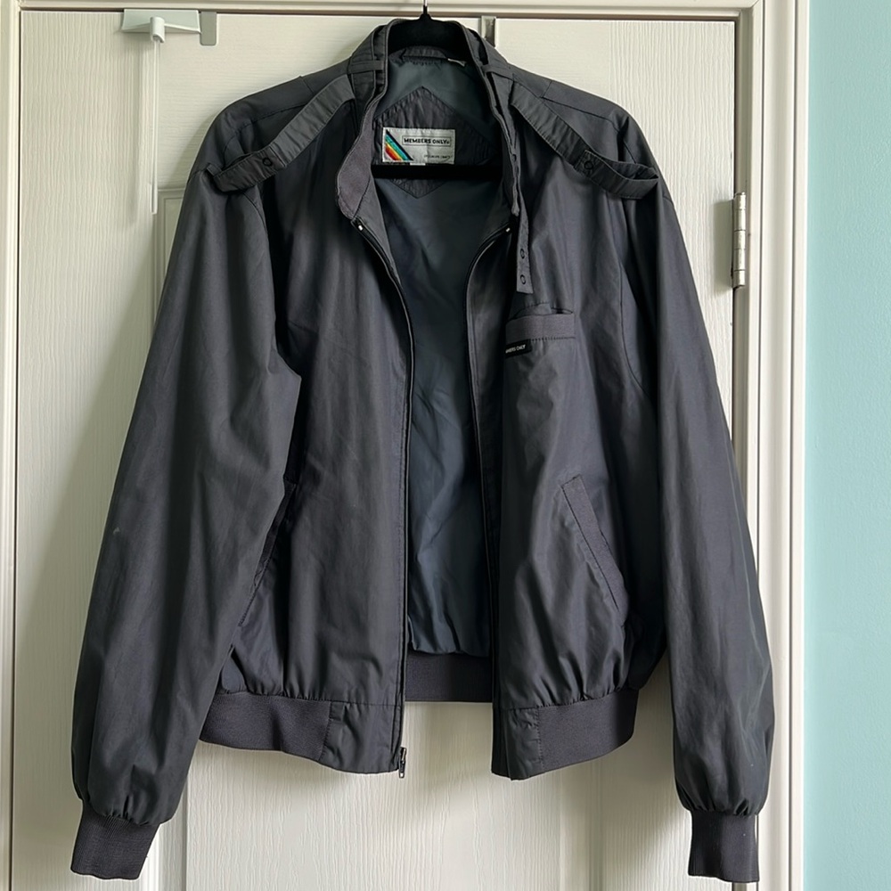 Vintage Members Only Men's Lightweight Shirt Jacket in Dark Gray